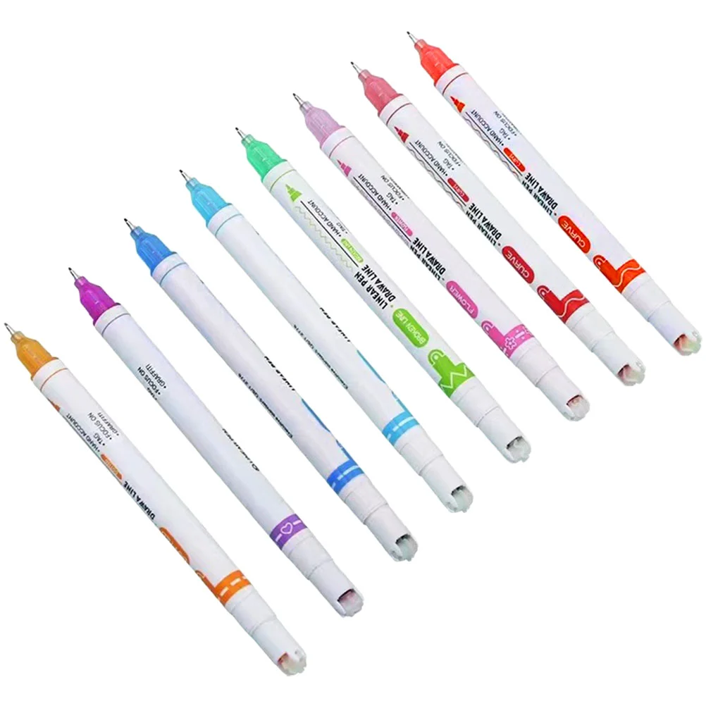 8 Pcs Double Curved Pen Drawing Pens Fine Tip Markers Scrapbook Painting Household Color Plastic Multi-color Lace