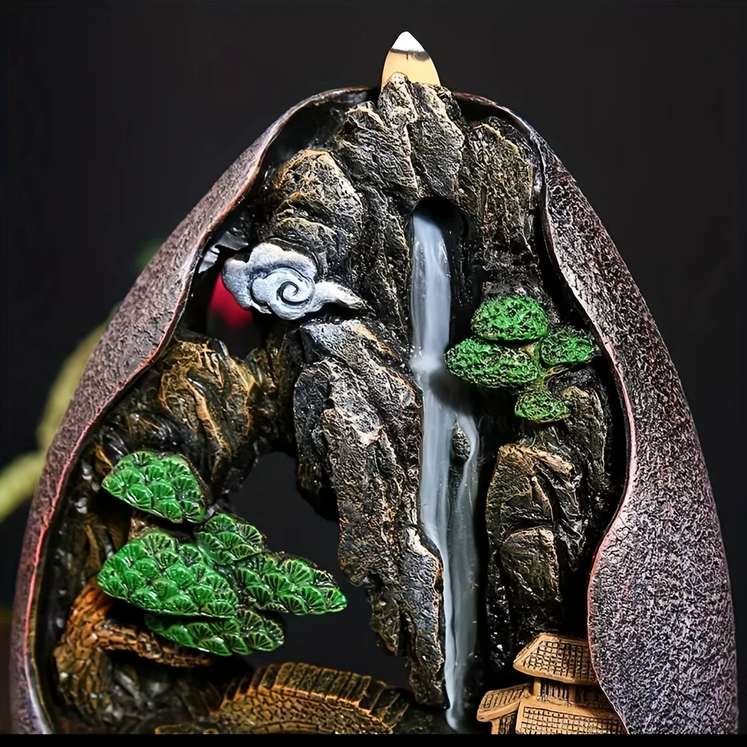A Utopian-Like Backflow Incense Burner with Fine Craftsmanship and Vibrant Colors, Suitable for Indoor Use in Living Rooms, Clubs, and Offices