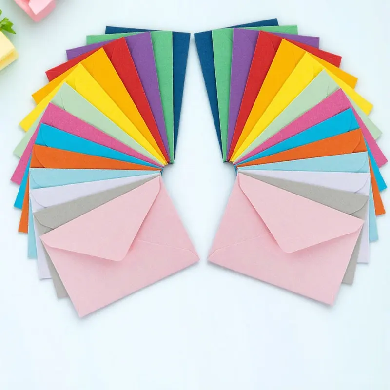 

50Pcs Solid Color Envelopes Colorful Small Envelope Card Holder for Invitation Greeting Cards Blessing Cards Storage