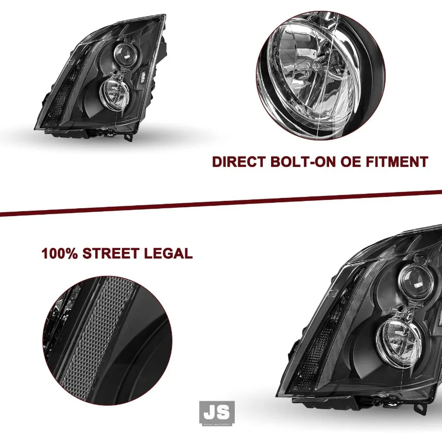 مجموعة مصابيح أمامية لجهاز العرض بديلة لـ 20082014 كاديلاك CTS 2Door كوبيه سيدان عربة سوداء للسائق والراكب الجانبي الكل