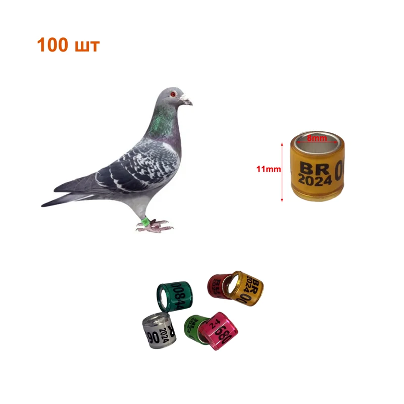 100PCS 2024 Aluminum Plastic Pigeon Foot Ring With Number Letter Bird Leg Sign Rings Fly Race Identification Circle Pilgrims