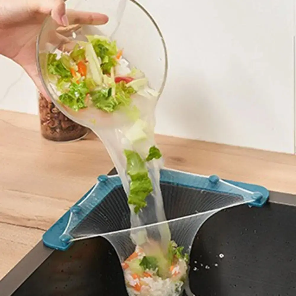 

Hanging Kitchen Triangle Drainage Rack High Efficiency Prevent Sewer Blockage Sink Leftovers Filter Self-adhesive Large Capacity