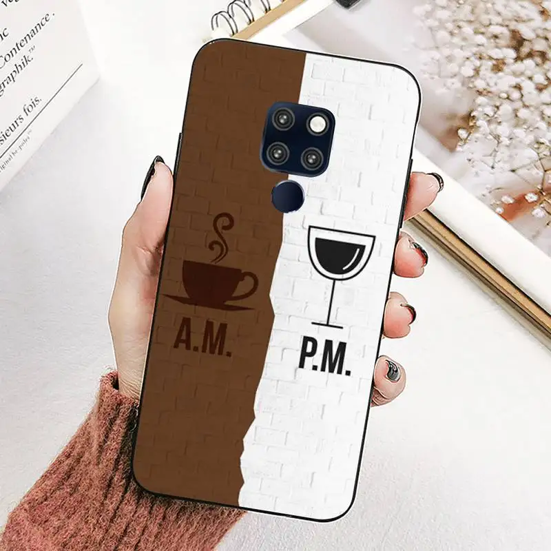 Coffee Wine Cup Phone Case for Huawei Mate 20 10 9 40 30 lite pro X Nova 2 3i 7se