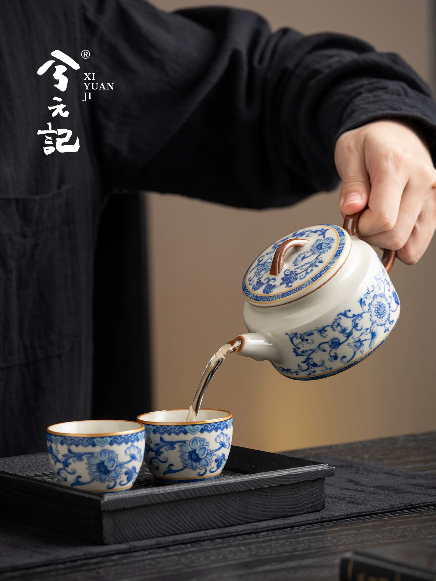 Blue and White Ru Ware Teapot Household Ceramic Hanwa Pot 2026 New for One Person Tea Water Separation Making Device