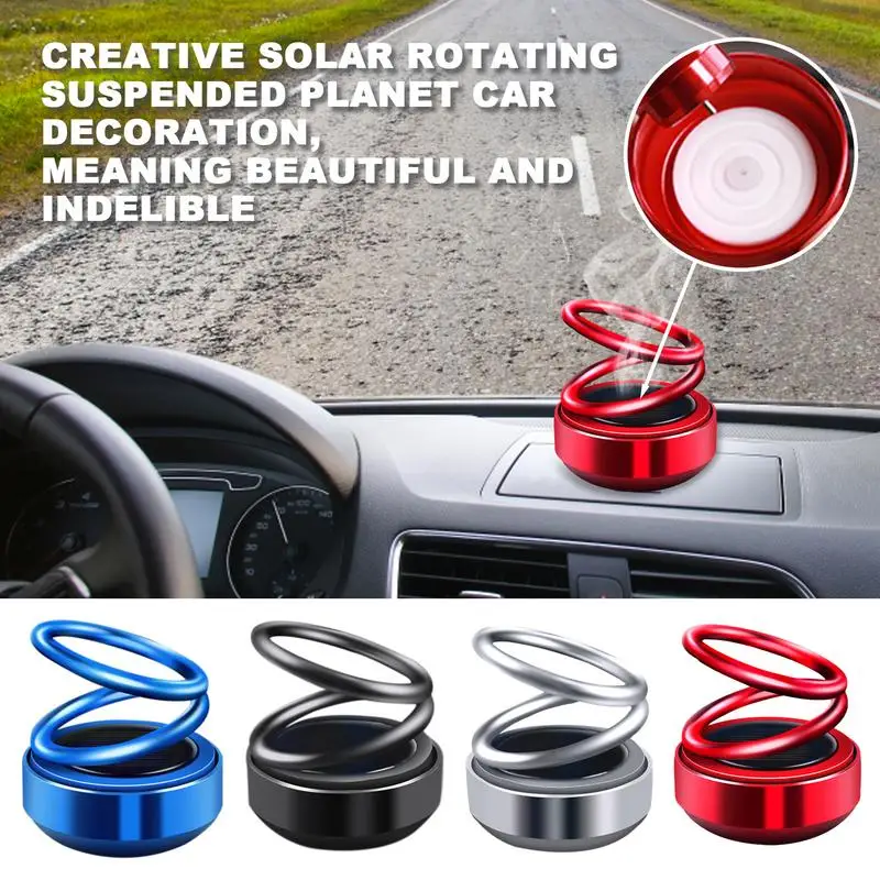 Car Air Fresheners Solar Energy Double Ring Rotating Air Freshener Car Perfume Fragrance Diffuser Aromatherapy Ornaments Car