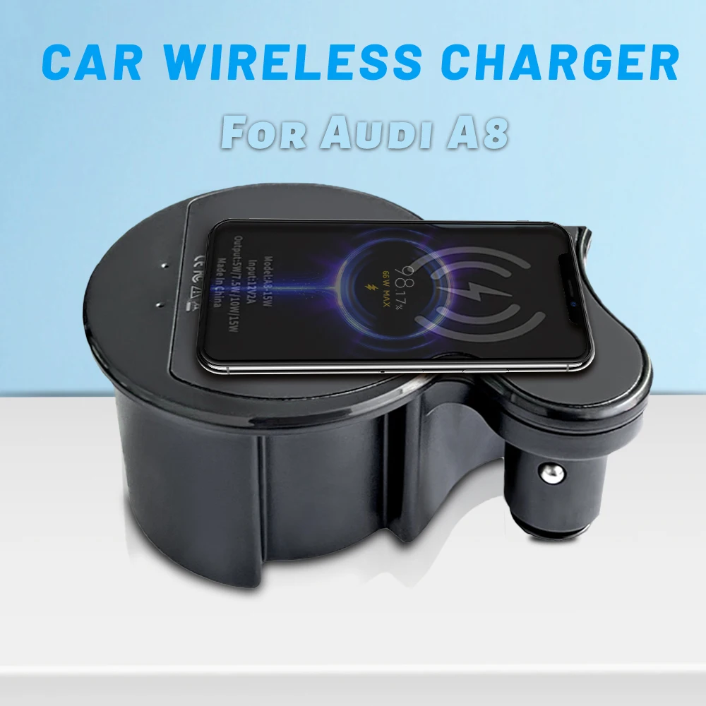 Plug and play wireless charger for Audi A8 Fast charging phone mount holder center console Interior Modification Accessories