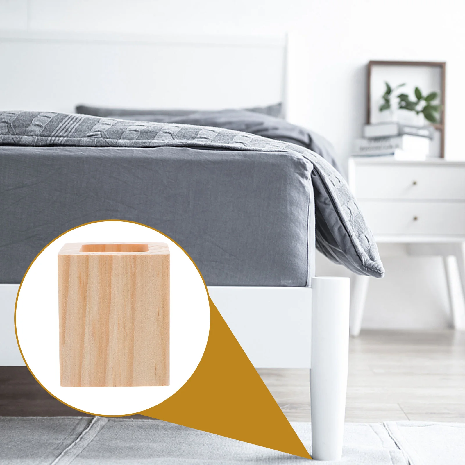 

4Pcs Wooden Bed Risers Solid Wood Furniture Height Increasers for Bed Sofa Table Elevated Storage Space Minimalist Design Square