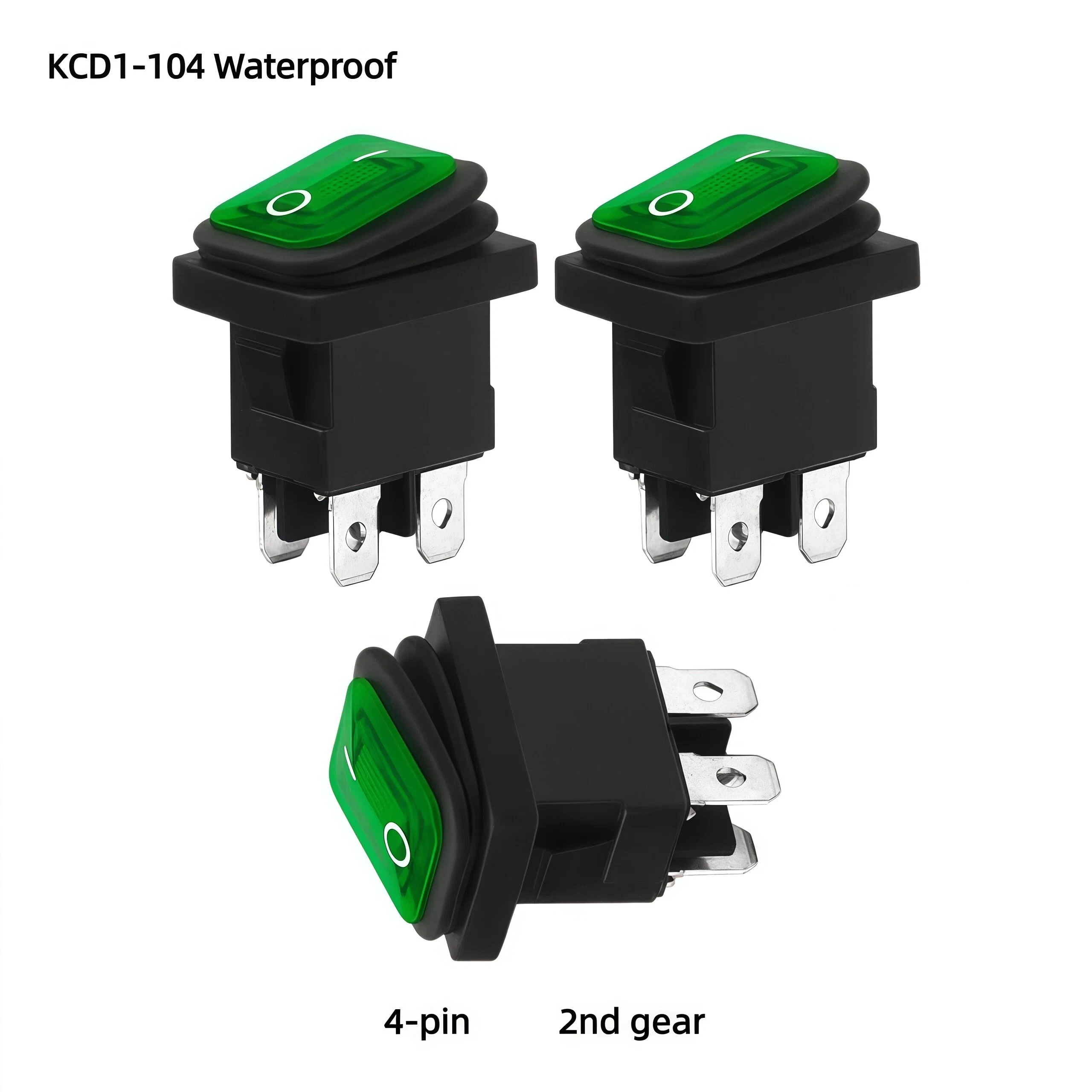 KCD1 4-Pin مستطيلة الروك مقاوم للماء الروك التبديل عالية الحالي 6A الطاقة الروك التبديل مع IP65 220 فولت الضوء الأحمر والأخضر