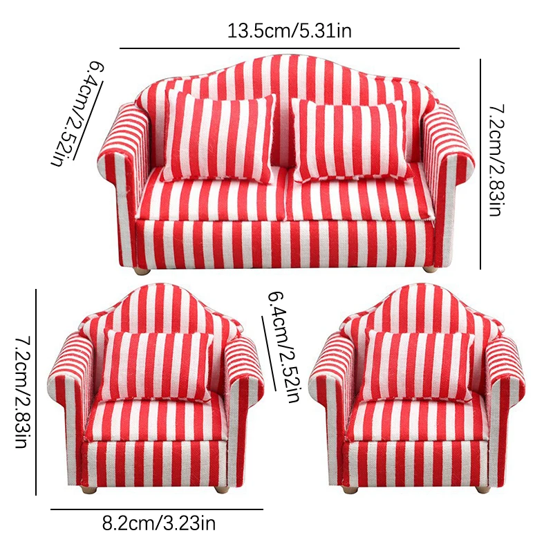 1/12 Simulations-Sofa-Modell Puppenhaus Miniatur Einzel-/Doppelsofa Wohnzimmermöbel Deko Mikroszenen-Requisiten