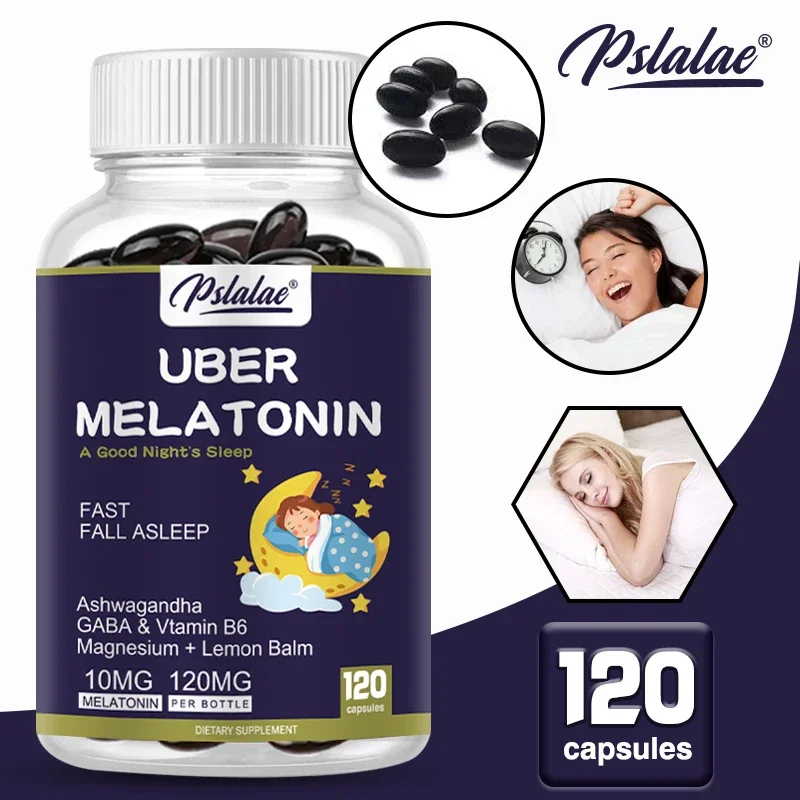 Melatonin Capsules, 10 Mg, Stimulate Circadian Rhythm and Nervous System Contains L-theanine, Ashwagandha and More for Adults