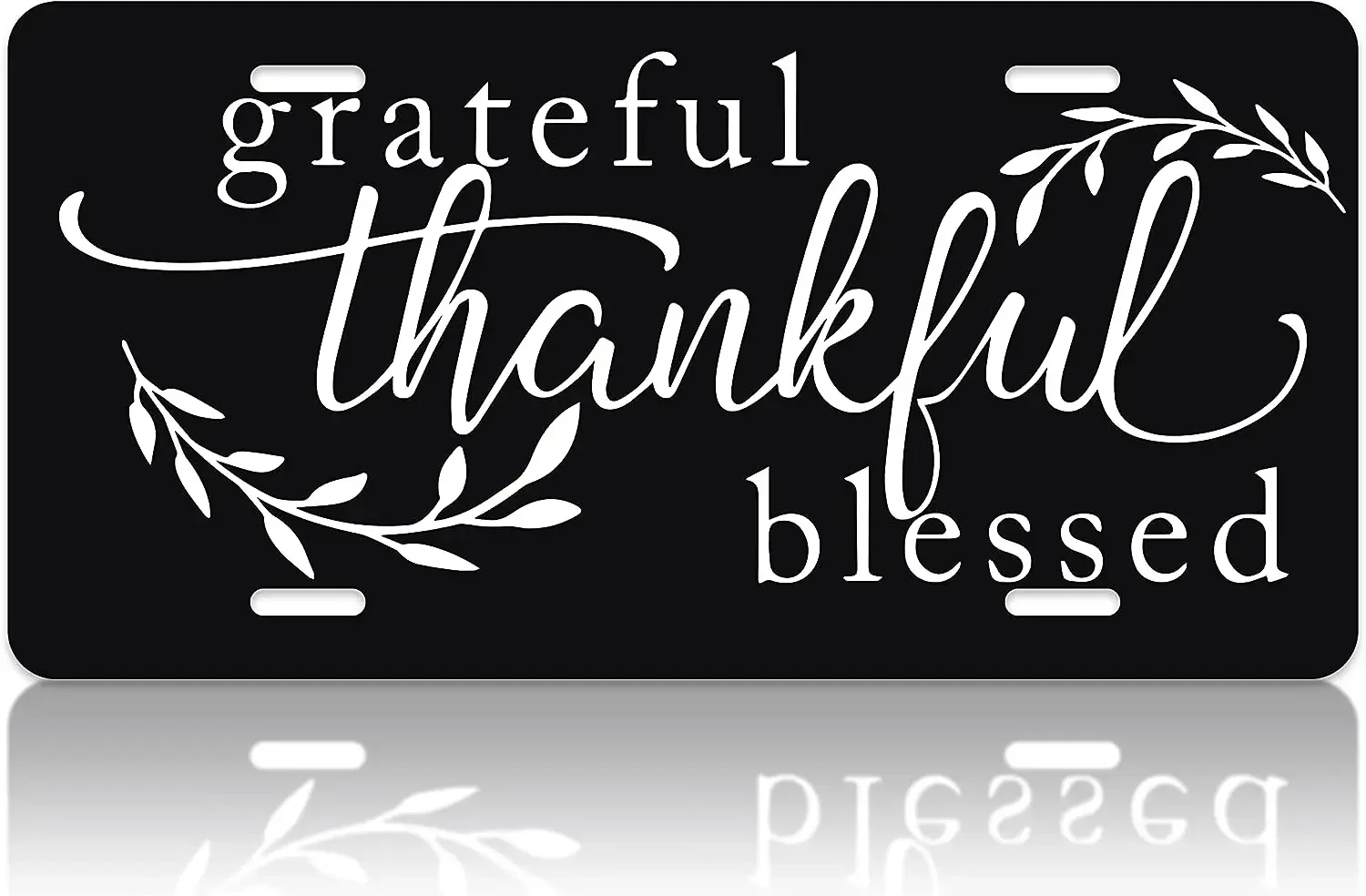 Grateful Thankful Blessed Car Front License Plate Cover Text Wishes License Plate Cover Car Tag Fit US Vehicle Standard