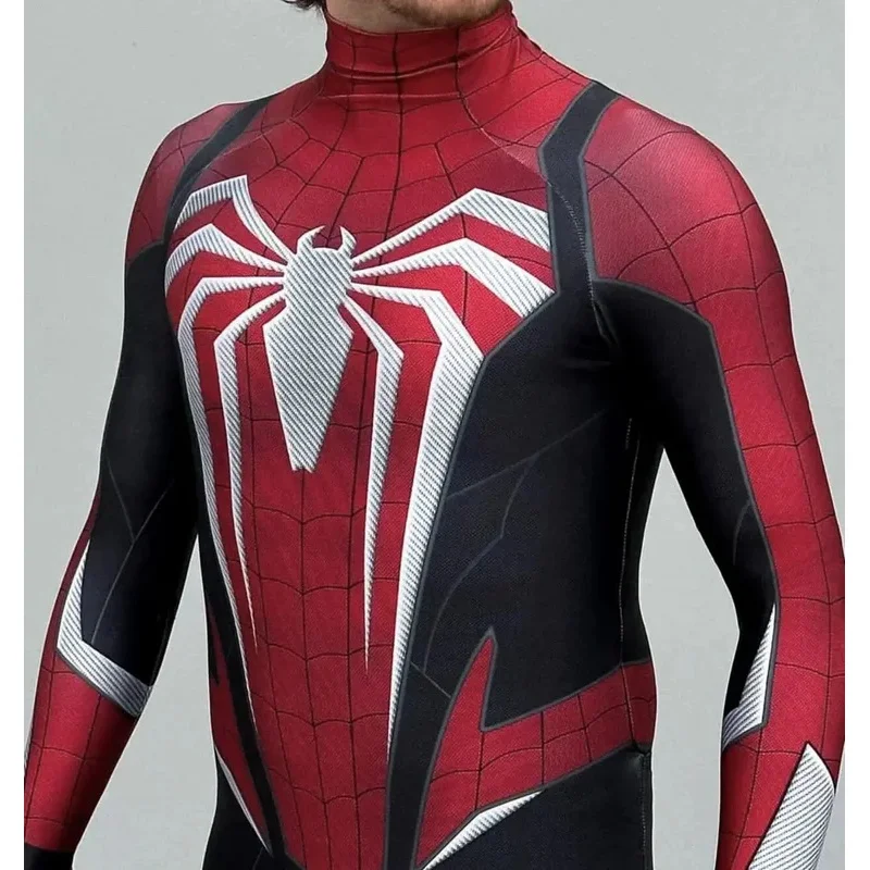 Ad1 halloween preto ps5 avançado homem-aranha super-herói cosplay traje completo bodysuit zentai segunda macacões 5 @ rd ~