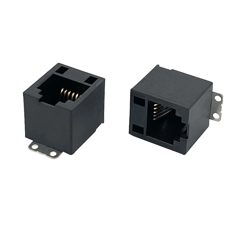 15 Uds conector RJ12 puerto telefónico SMT 6P6C conector Modular PCB hembra negro 180 grados enchufe RJ25 totalmente de plástico