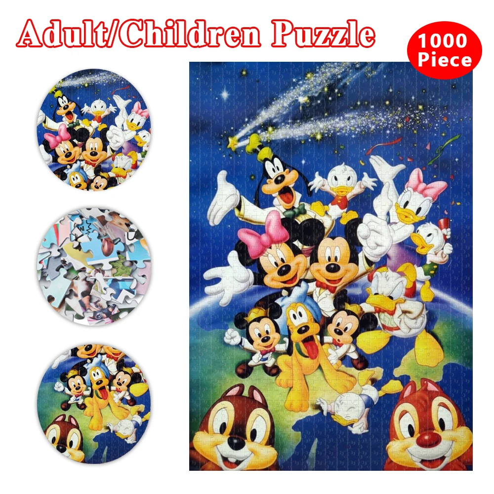 Disney Jigsaw Puzzle Mickey Minnie Mouse Donald Duck Puzzle 300/500/1000 Pieces Educational Toy for Kids Children 's Games Gifts