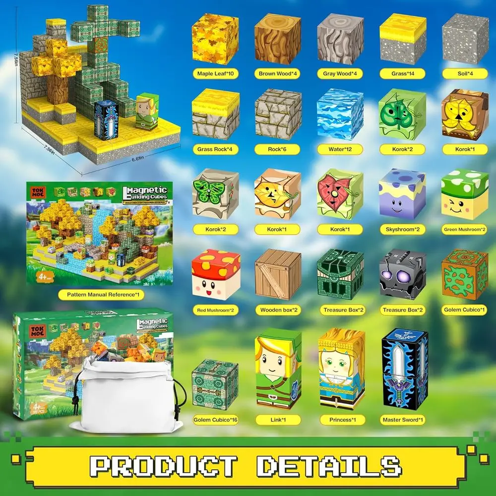 STEM Learning Magnetic Blocks: Korok's Cubes for Ages 5-7, Outdoor & Sensory Toys, Perfect Gift for Kids