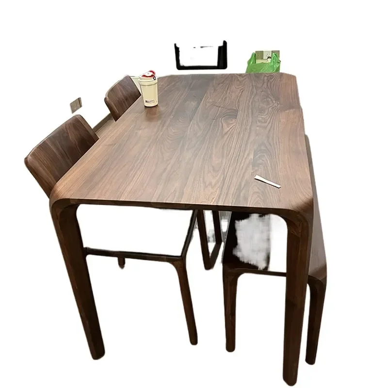 for North American Black Walnut All Solid Wood Tenon and Mortise Simple Light Luxury Living Room Rectangular Large Dining