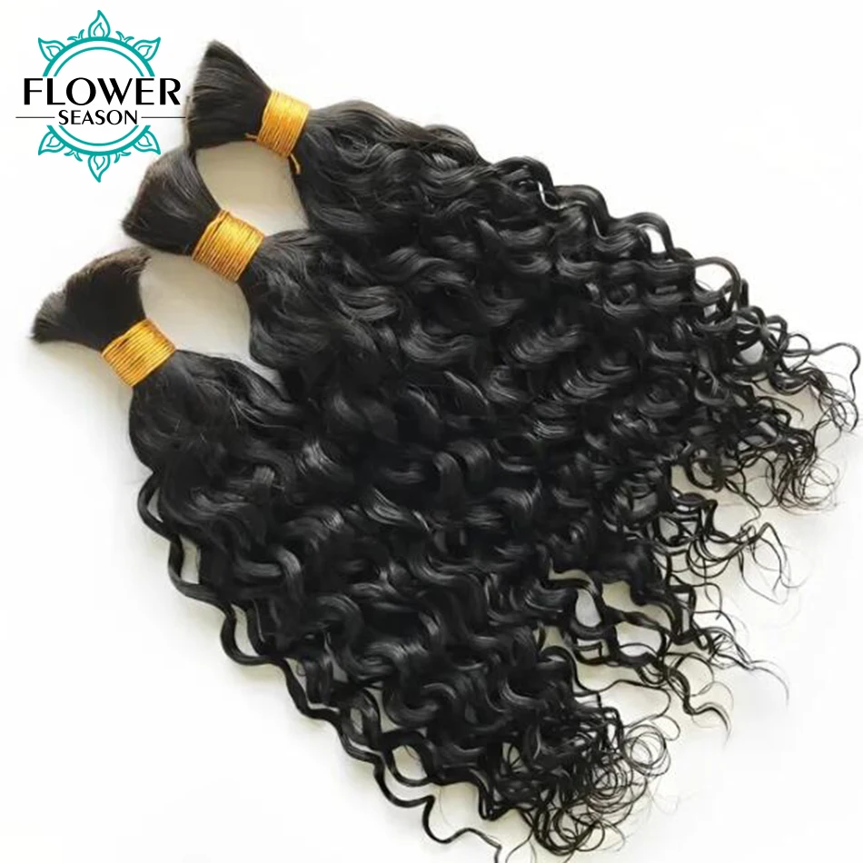 Bulk Human Hair For Braiding Water Wave Human Bulk Hair Double Drawn Full End Wholesale Burmese Boho Braids Human Hair Extension