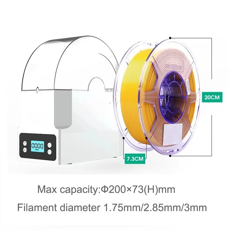 ملحقات الطابعة ثلاثية الأبعاد صندوق مجفف مع حامل تخزين خيوط قياس الوزن خيوط مختلفة محول طاقة الولايات المتحدة/الاتحاد الأوروبي #4