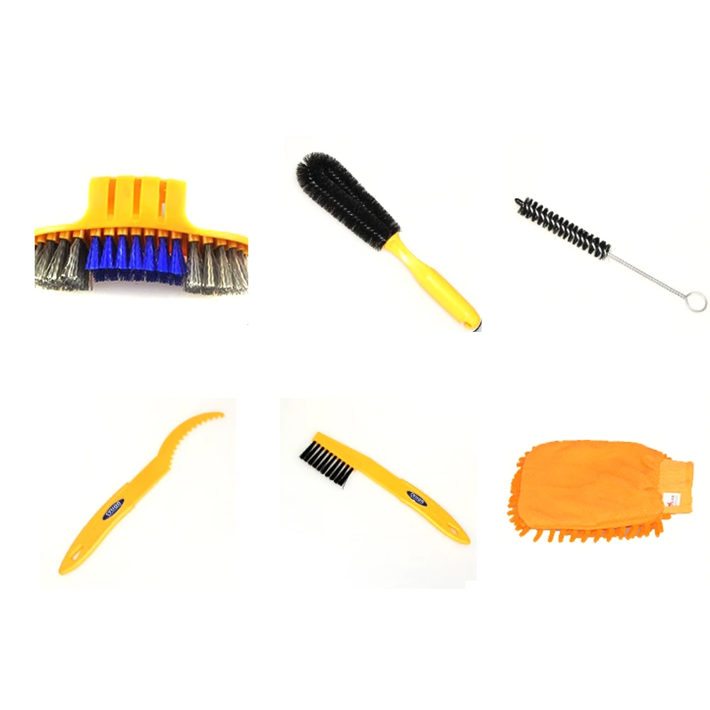 6Pcs Bicycle Cleaning Set Multi-Function Chain Cleaner Bicycle Clean Brush Kit Bike Wash Tool for Mountain Bike Road Bike