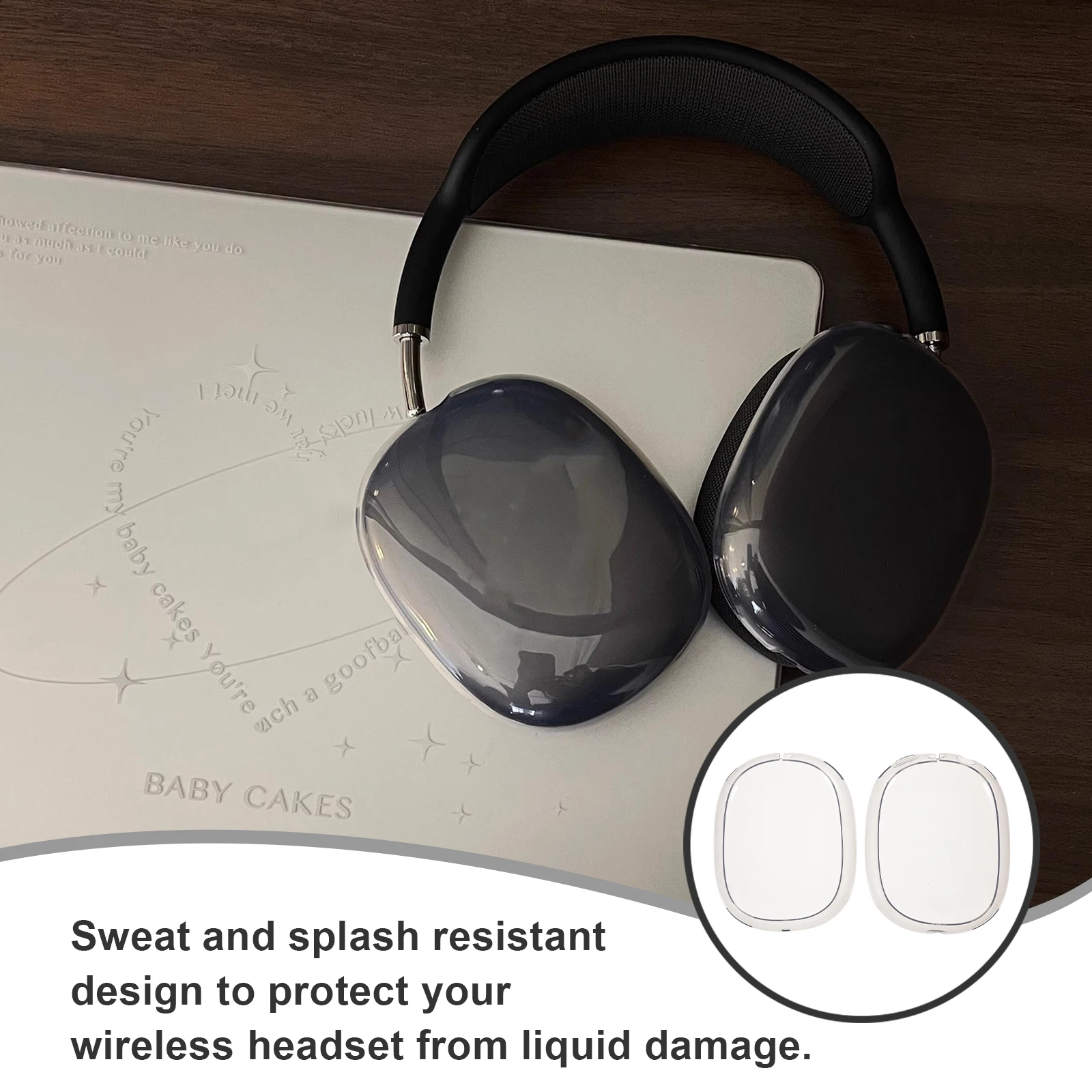 

1 Pair Wireless Headphone Cover Compatible For Airpods Max Tpu Earphone Shell Sweat Resistant Detachable Ear Cushion Soft