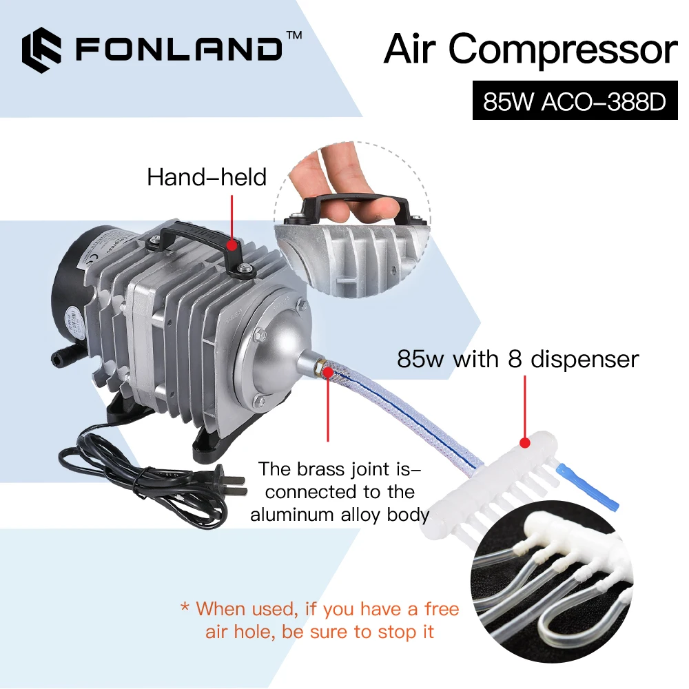 FONLAND 85W ACO-388D Luft Kompressor Elektrische Magnetische Luftpumpe für CO2 Laser Gravur Schneiden Maschine