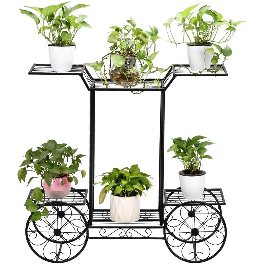 

4-ярусная металлическая подставка для растений в форме автомобиля для использования в помещении и на улице