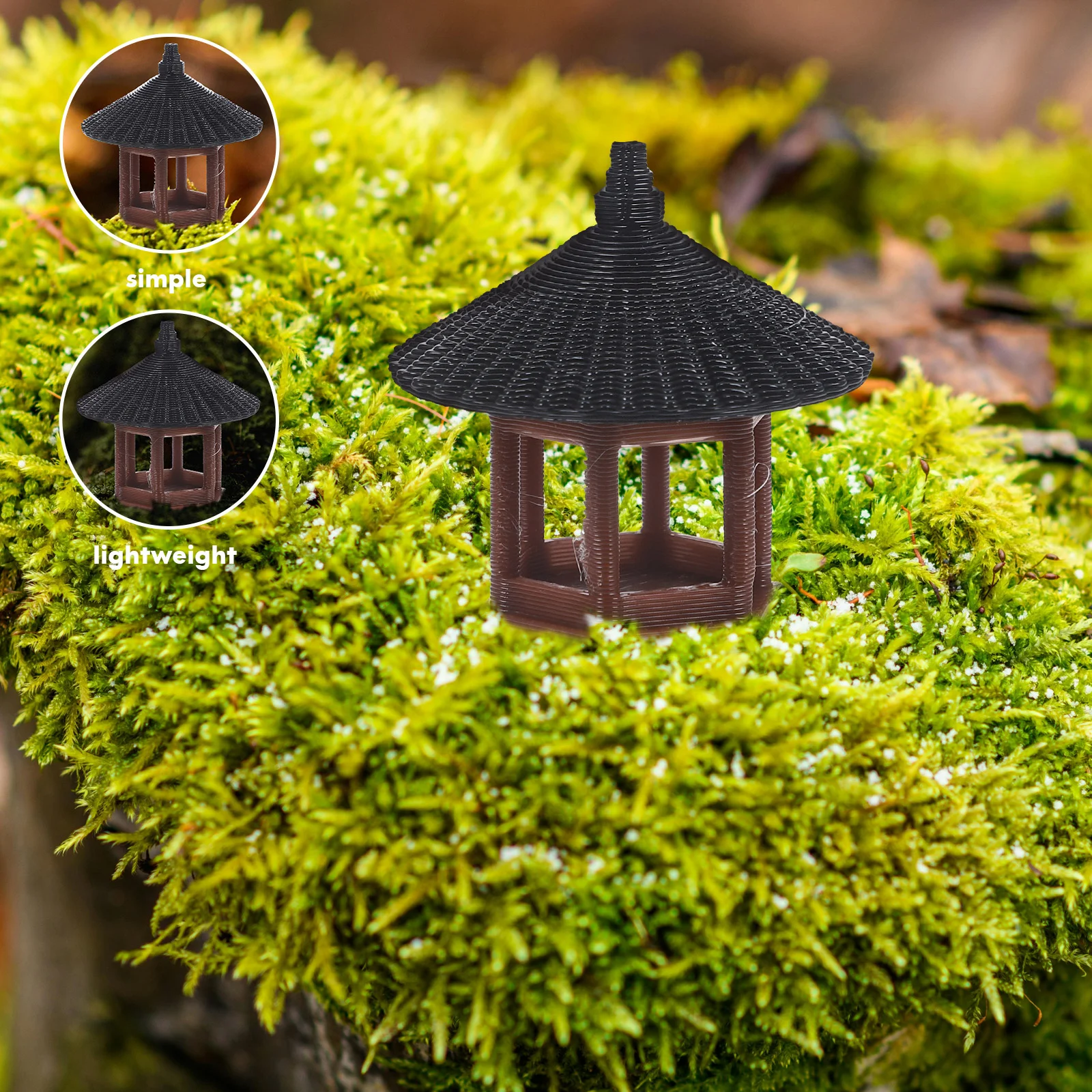 4 Pcs Gazebo Micro Landscape Gardening Ornaments Aquarium 320X320X310CM Pavilion Statue Decor