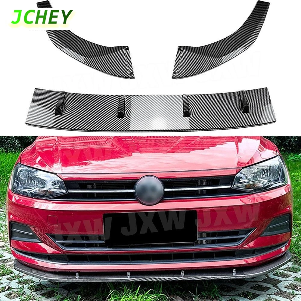 

JCHEY для Volkswagen VW Polo MK6 2018 + ABS передний бампер, спойлер, защита, трехсекционный передний бампер, подбородок автомобиля