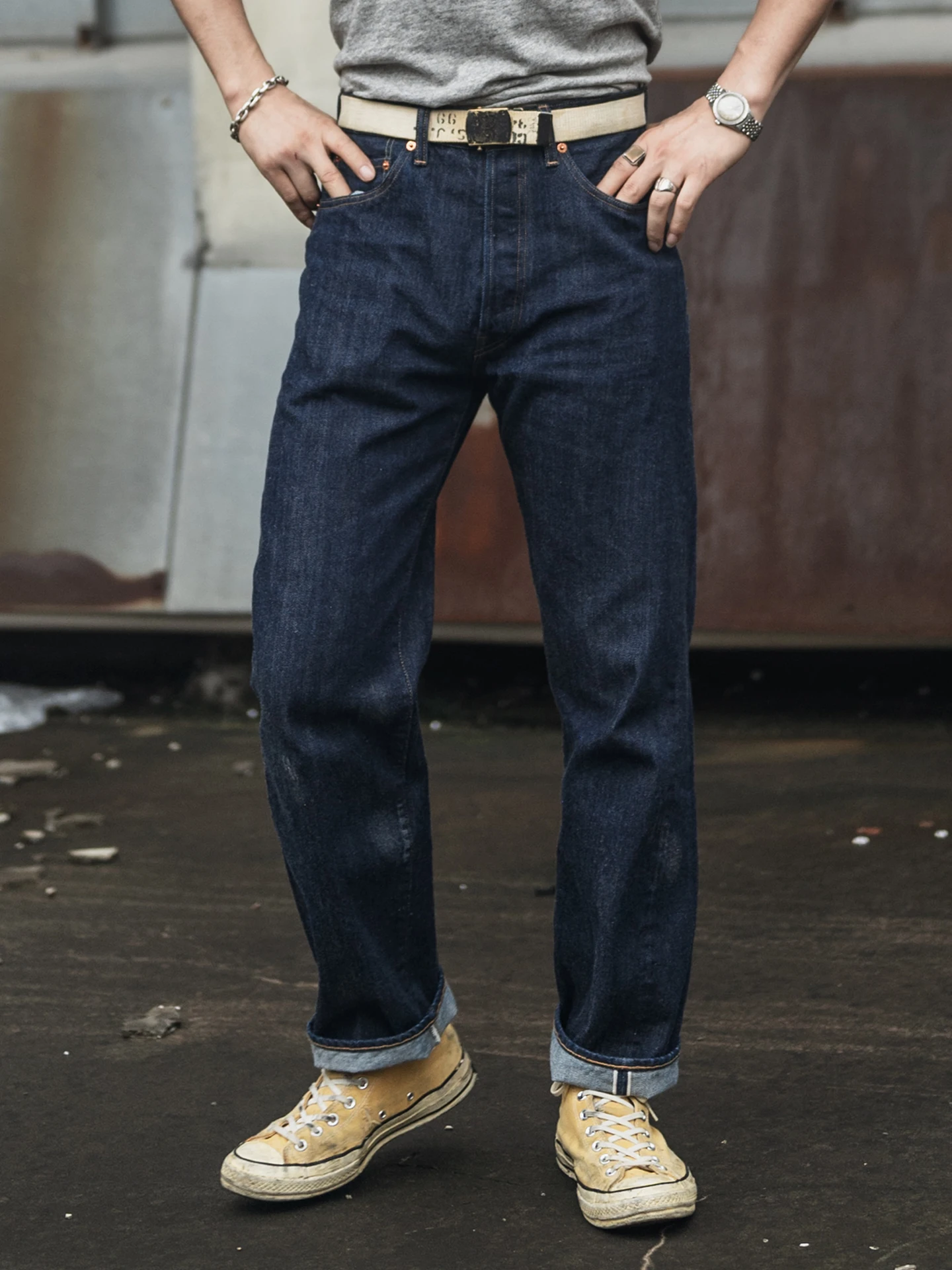 

Red Bronson Retro 70s Selv Denim Straight Leg Jeans mid Waist Zipper Fly Long Pants Casual Trousers for Youth