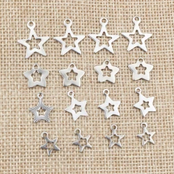 30pc/lot Hollow Charms 316 Stainless Steel five-pointed star Hollow Cute for necklace pendant charms diy jewelry making
