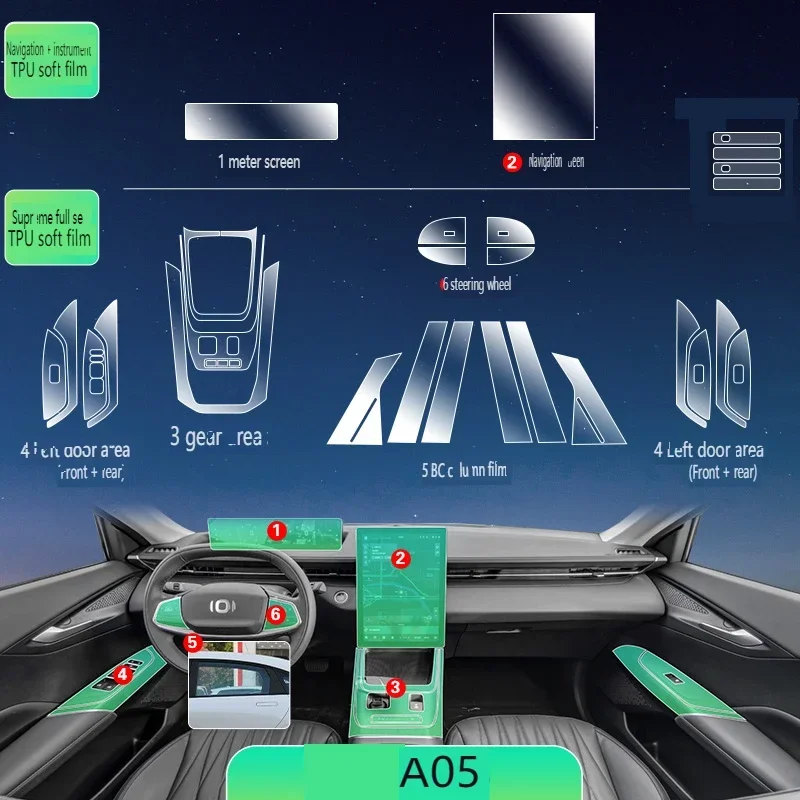 

Tpu Transparent Film for 2024 Changan KILOBYTE A05 NEVO Car Interior Sticker Console Dashboard Screen Protection Accessories