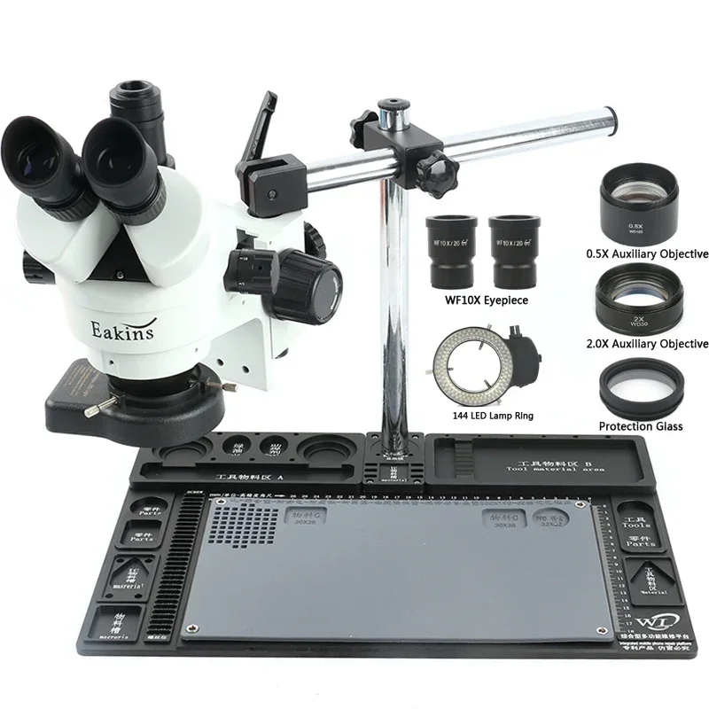 Grand Microscope stéréo multifonction en alliage d'aluminium, Zoom 3,5x-90x, Microscope trinoculaire pour le soudage de PCB et la réparation de téléphones