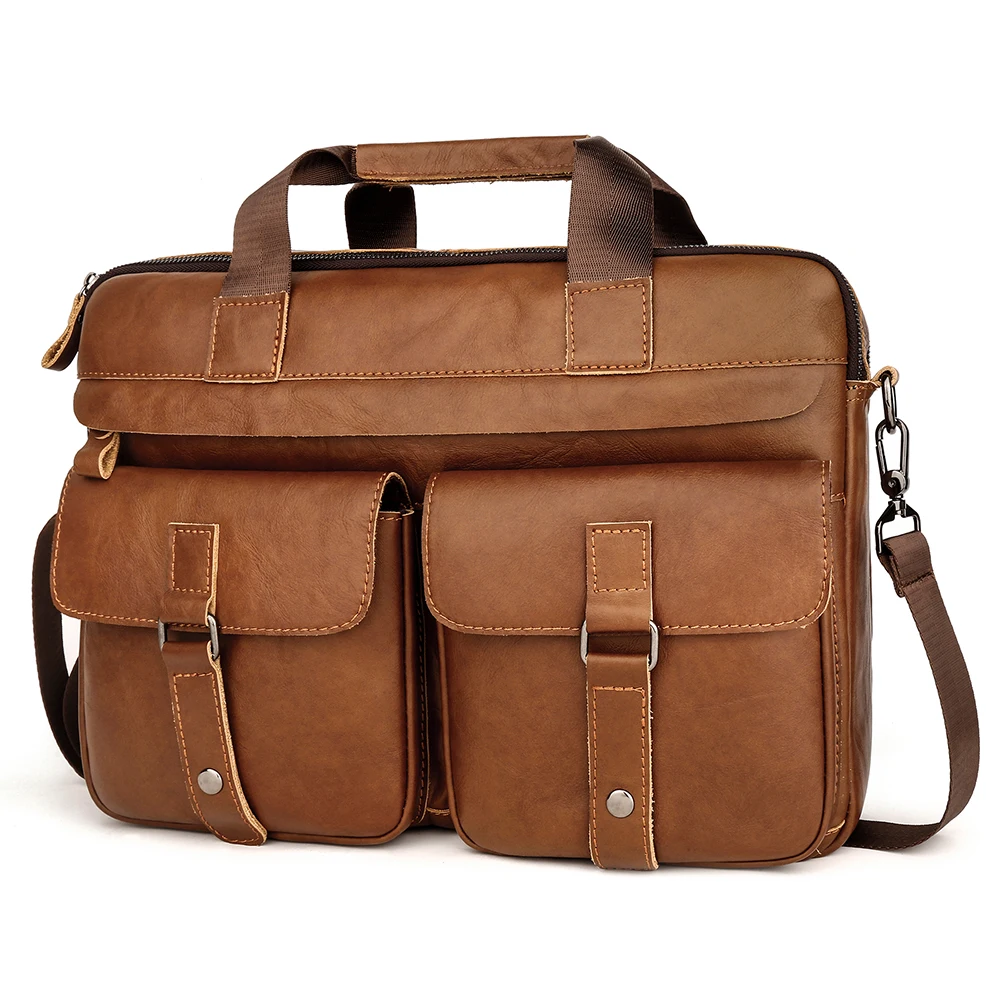 New computer handbag European and American retro crossbody shoulder bag men's leather briefcase merchant Service men's bag