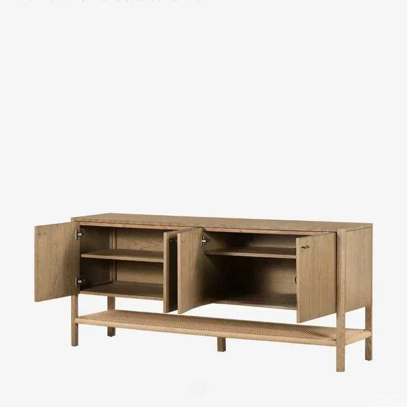 American retro dining side cabinet braided rope against the wall storag small apartment living room locker