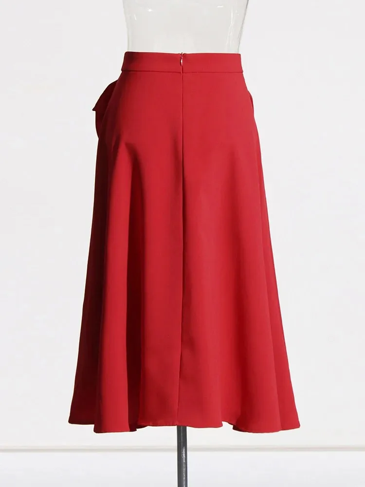 TWOTWINSTYLE Apliques de patchwork sólido saia para mulheres cintura alta emendado zipprer saia de uma linha feminina moda nova