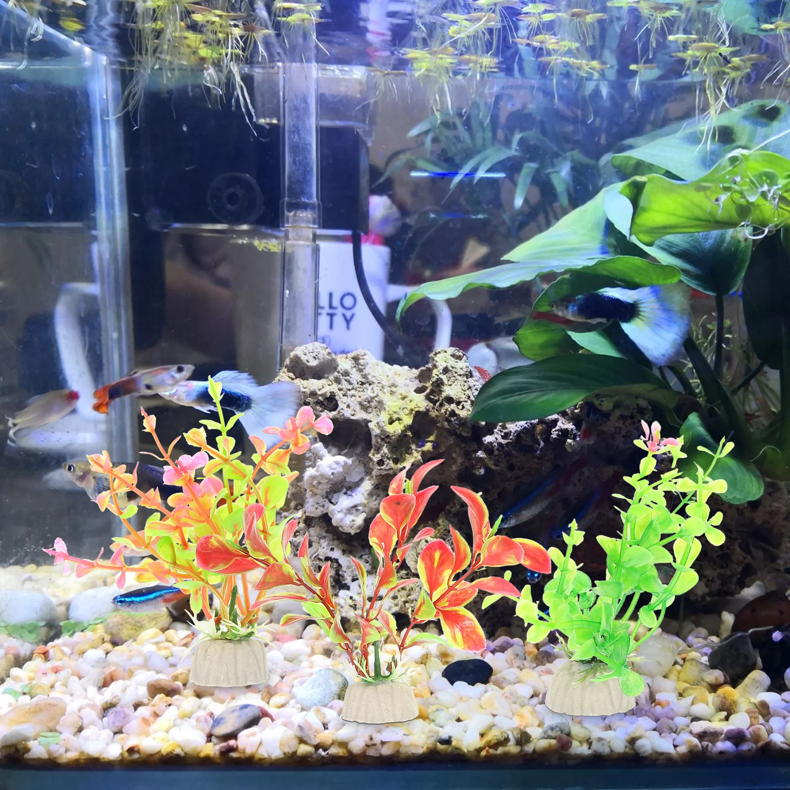 

10Pcs Simulation Plant Fake Aquatic Plants Artificial Fish Tank Decor Realistic Plastic Aquarium Decoration Accessories