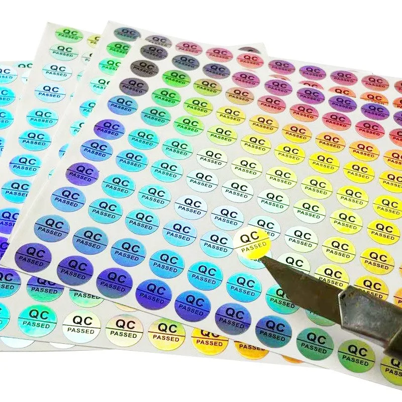 1000pcs Spot Supply QC PASSED Hologram PET Paper Label Product Certification Stickers