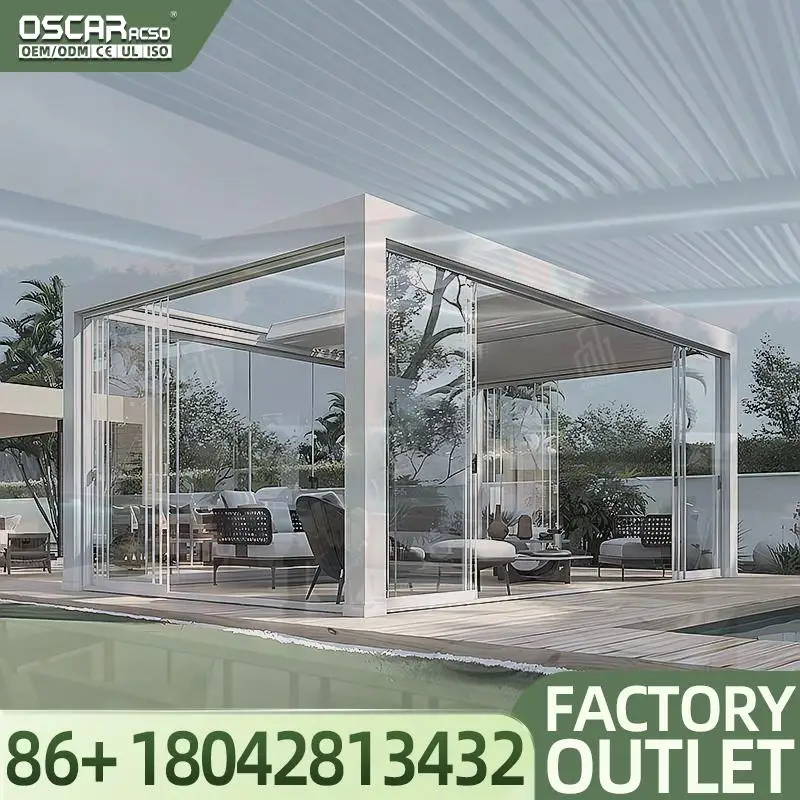 3X3 3X4 4X4 6X4m Modern Outdoor Garden Waterproof Bioclimatic Louvered  for Patio and Balcony in Europe Pergola view 3