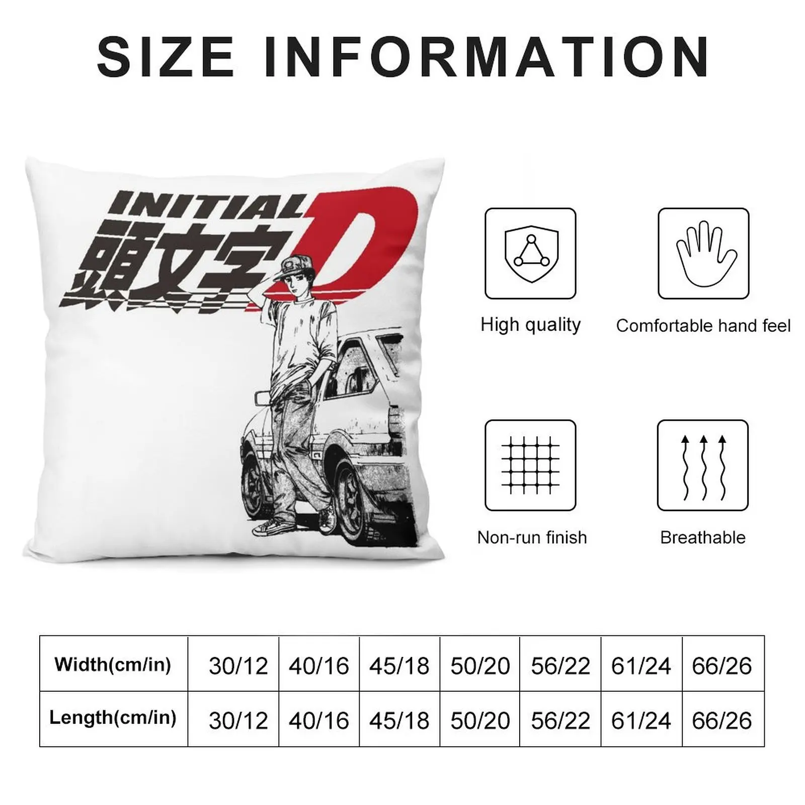 Initial D Throw Pillow pillow cover christmas Pillow Cover Luxury Cushion Cover