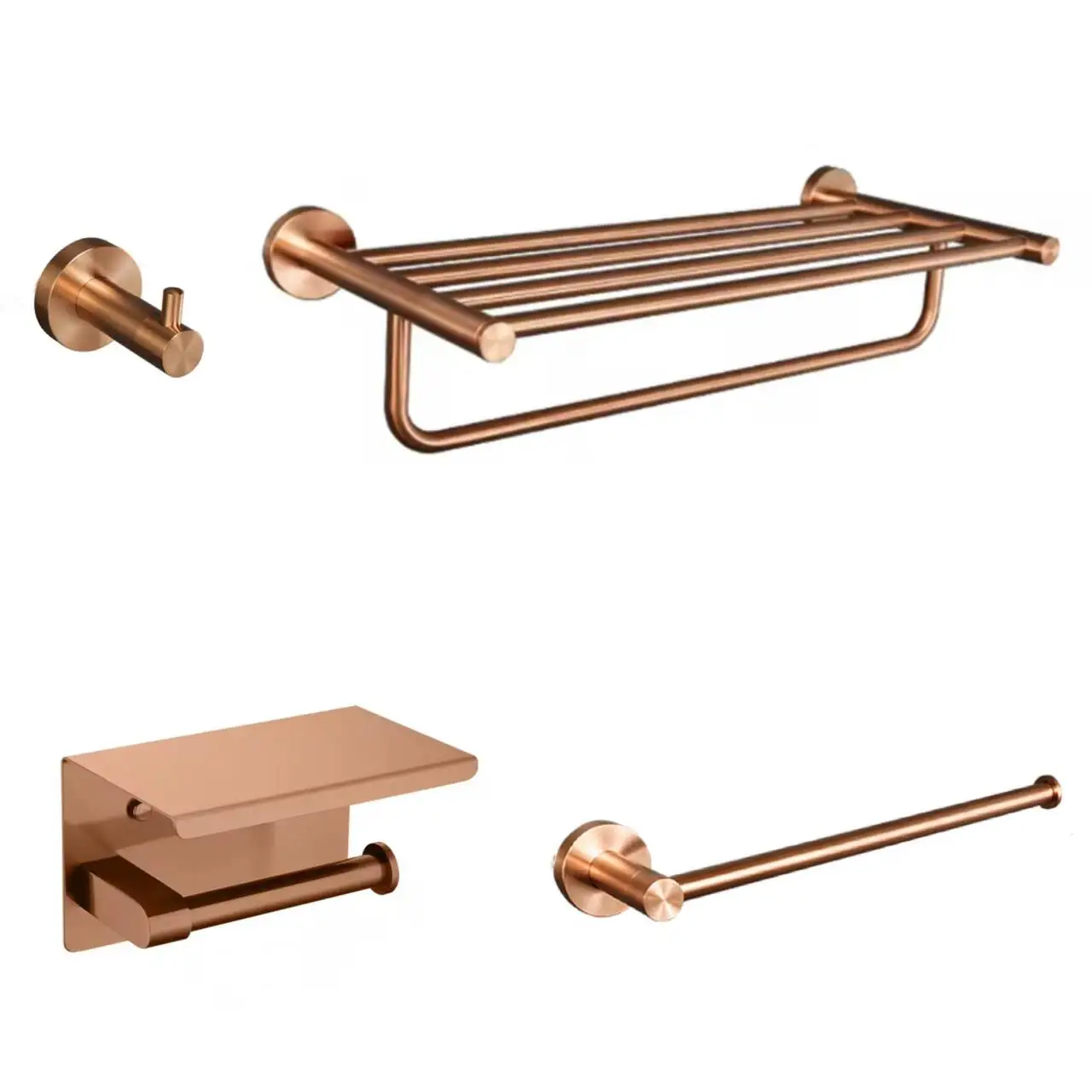 Brushed Rose Gold Bathroom Pendant Towel Holder Towel Pole Tissue Hook Toilet Brush Bathrobe Hook Soap Disc Bathroom Hardware