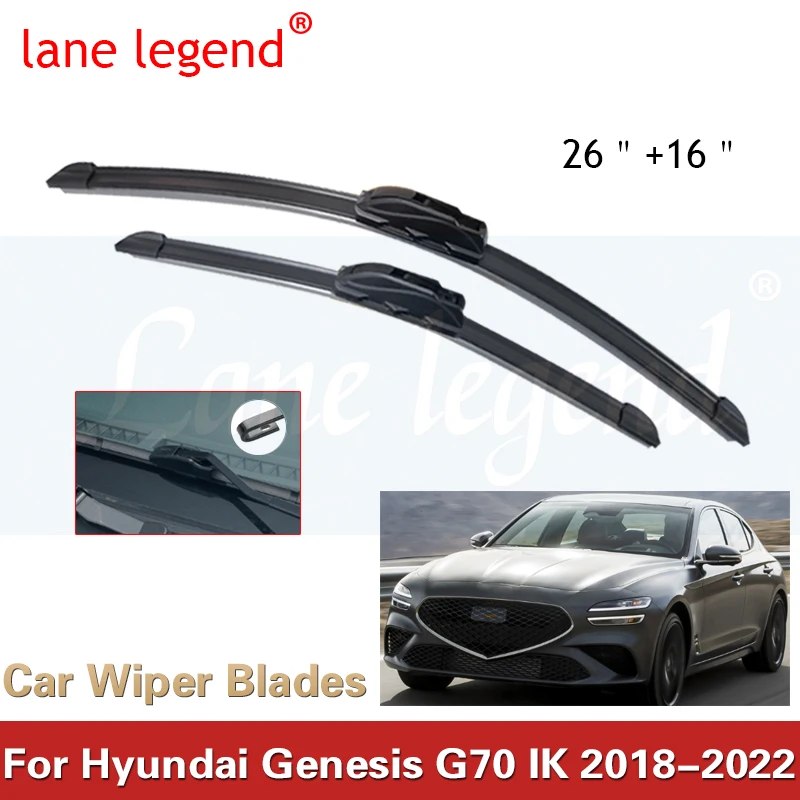 

2x For Genesis G70 IK 2018 2019 2020 2021 2022 Car Accessory Boneless Frameless Rubber Wiper Blades Cutter Cleaning Replacement