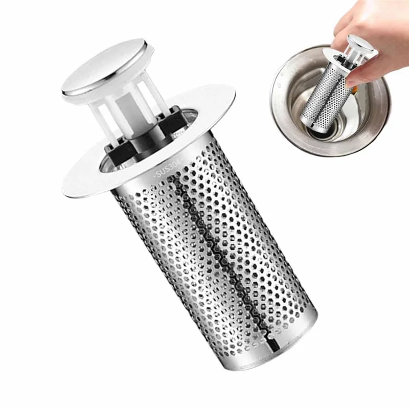 Filtro de drenaje de suelo de acero inoxidable de BAAG-2Pcs, colador de fregadero de bañera, filtro de fregadero arriba, para cocina, bañera, tubería de agua del fregadero