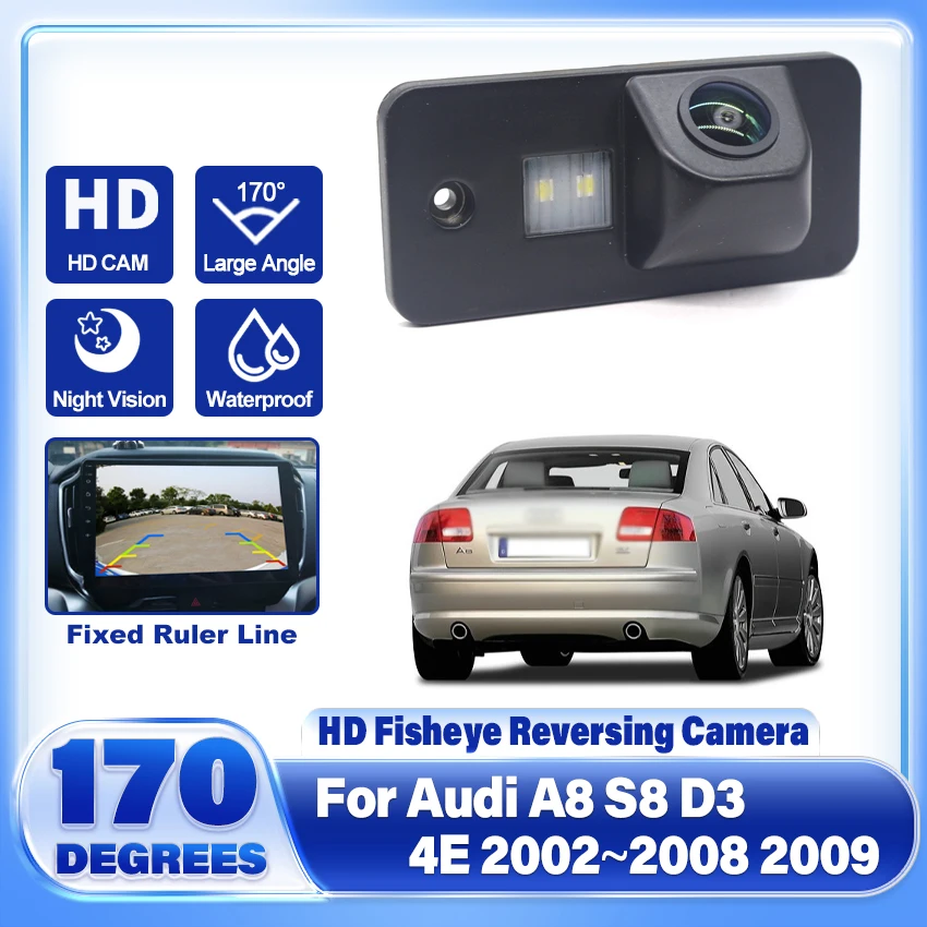 Fisheye Lens Rear Camera For Audi A8 S8 D3 4E 2002 2003 2004 2005 2007 3008 2009 Car CCD Night Vision Backup Waterproof Parking