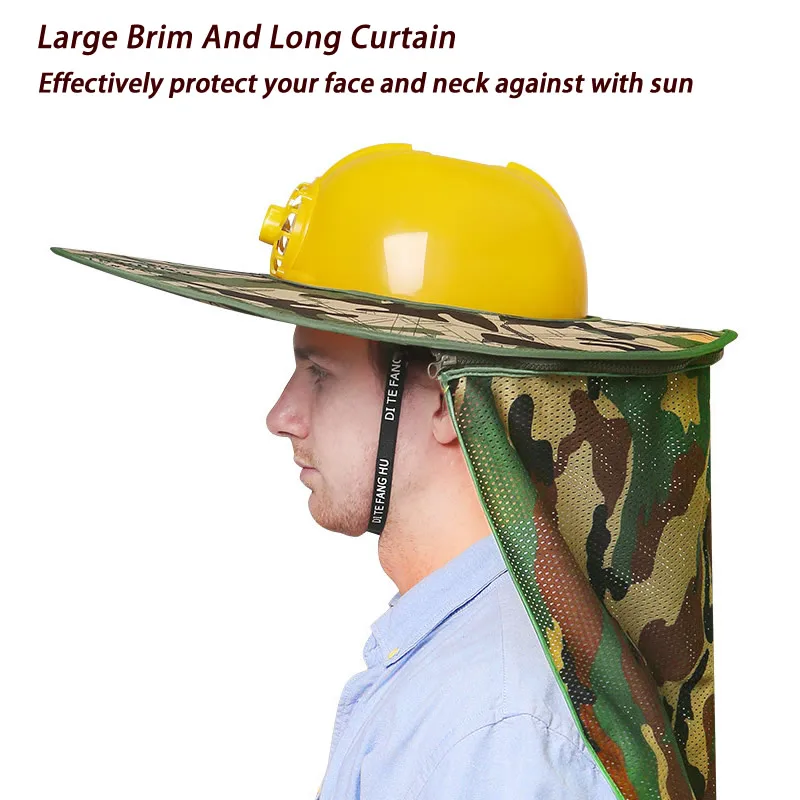 Summer Sunshade For Work Safety Helmet Cap Face And Neck Protection Sun Visor Curtain For Outdoor Site Work Repairing Garden