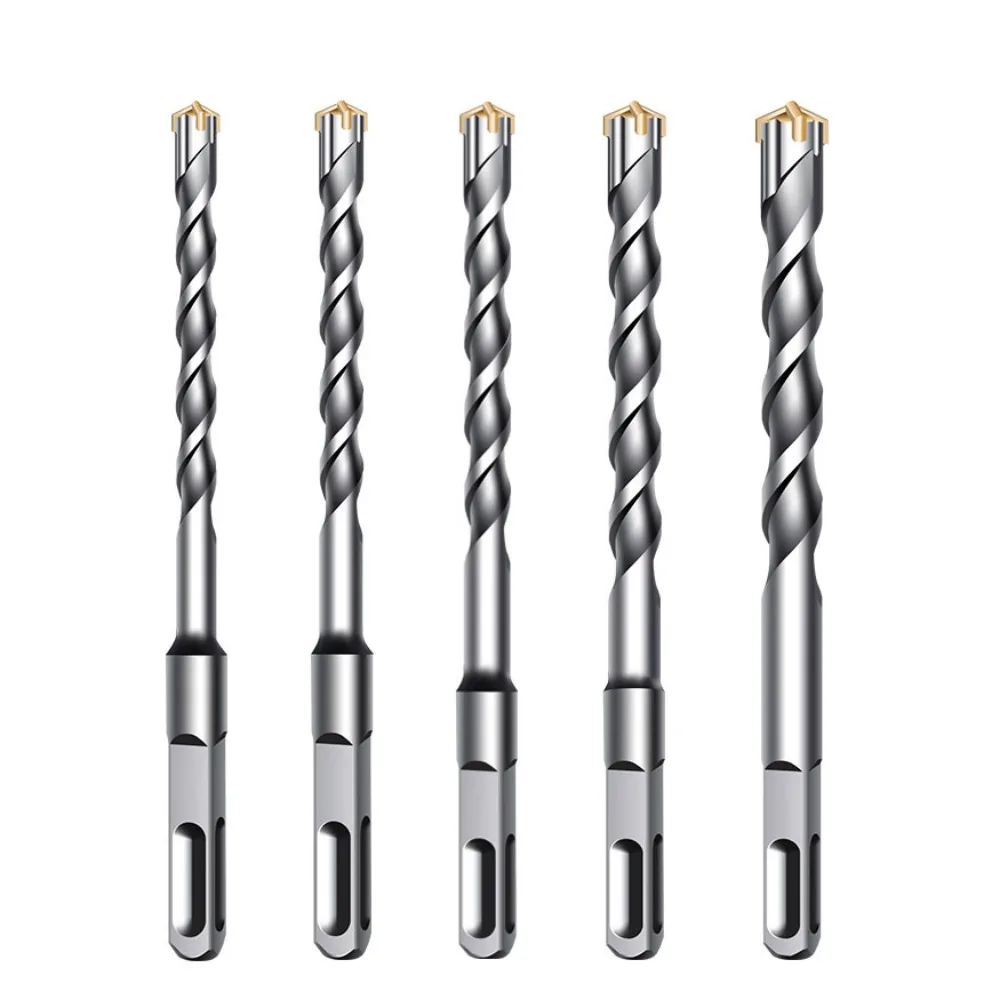 

Durable Alloy Hammer Drill Bits Silver Round Shank Cross Tips SDS Plus Square Shank Hammer Accessories Concrete