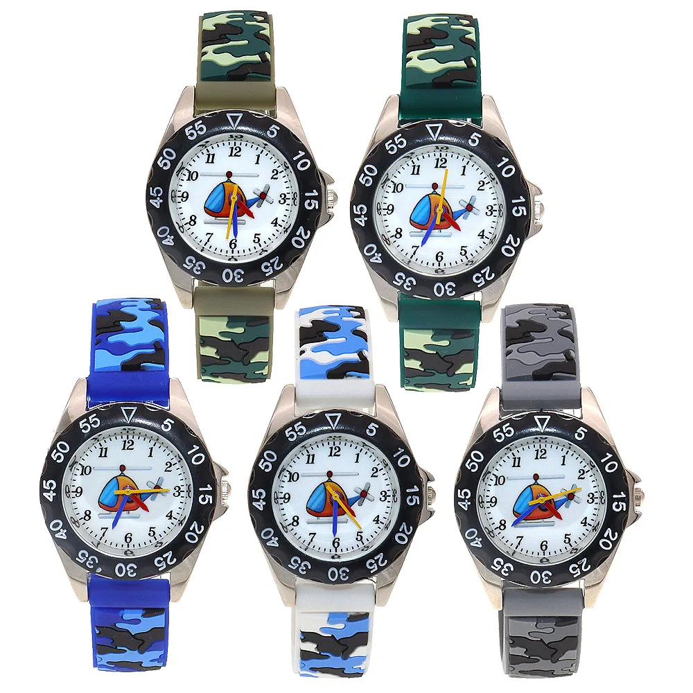 Camouflage Silicone Strap Quartz Relógios para crianças, relógio de pulso digital, meninos e meninas, presentes infantis, desenhos animados, estudantes, moda