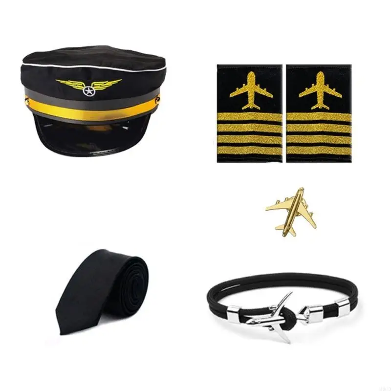 M6CD航空会社のキャプテンコスチューム客室乗務員ロールプレイ衣装航空会社Stewardess Cosplay accessoy for women men halloween