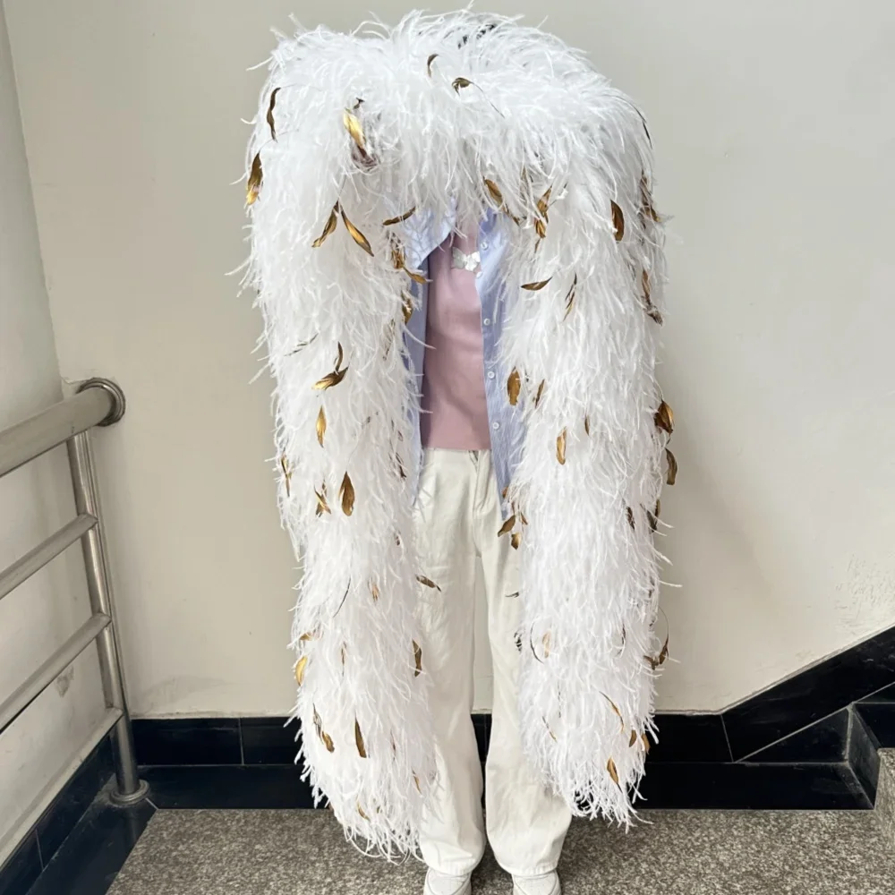 4 6 8 10 20 Ply Natural Ostrich Feather Boa 2 Meters Rooster Goose Feather Shawl Carnival Costume Party Wedding Dress Decoration
