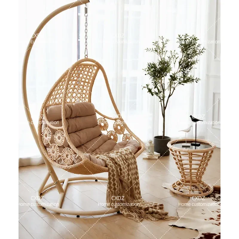 Hanging Chair Balcony Home Cradle Swing Indoor Leisure Rocking Hammock Bedroom Girl Hanging Basket Rattan Chair