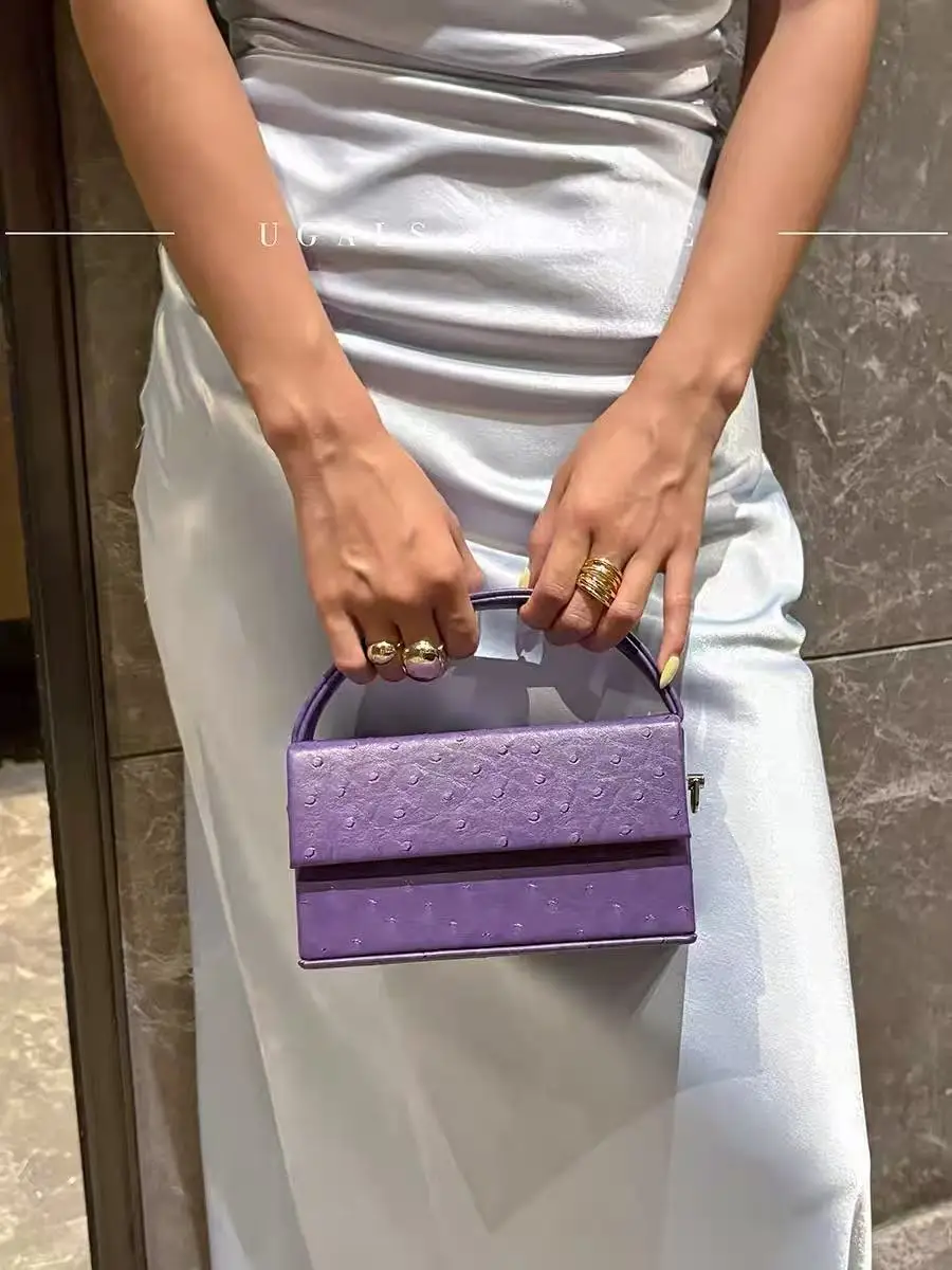 High Quality Textured Square Box Fashion Women Handbag Luxury Exquisite Clutch Purse Female Shoulder Crossbody Bag